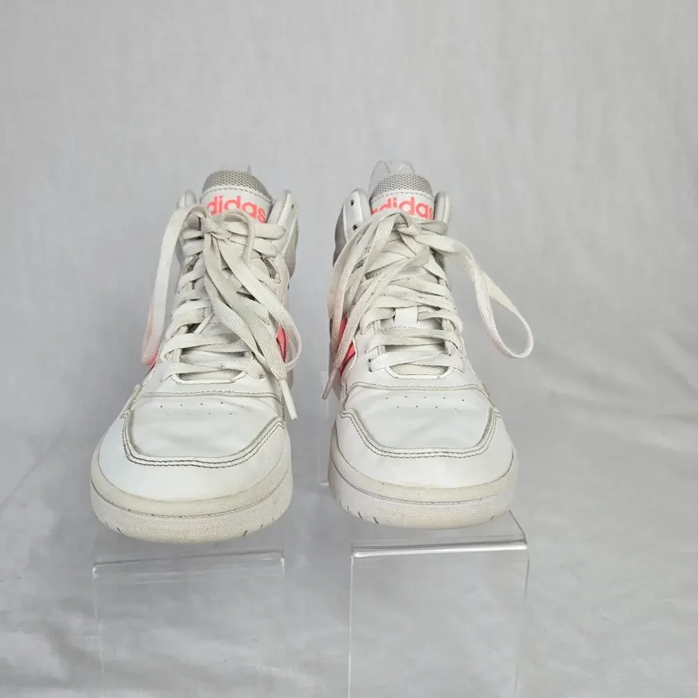 Adidas Hoops 3.0 Mid Top Sneakers Youth Size 3 White Peach SHW 675001
